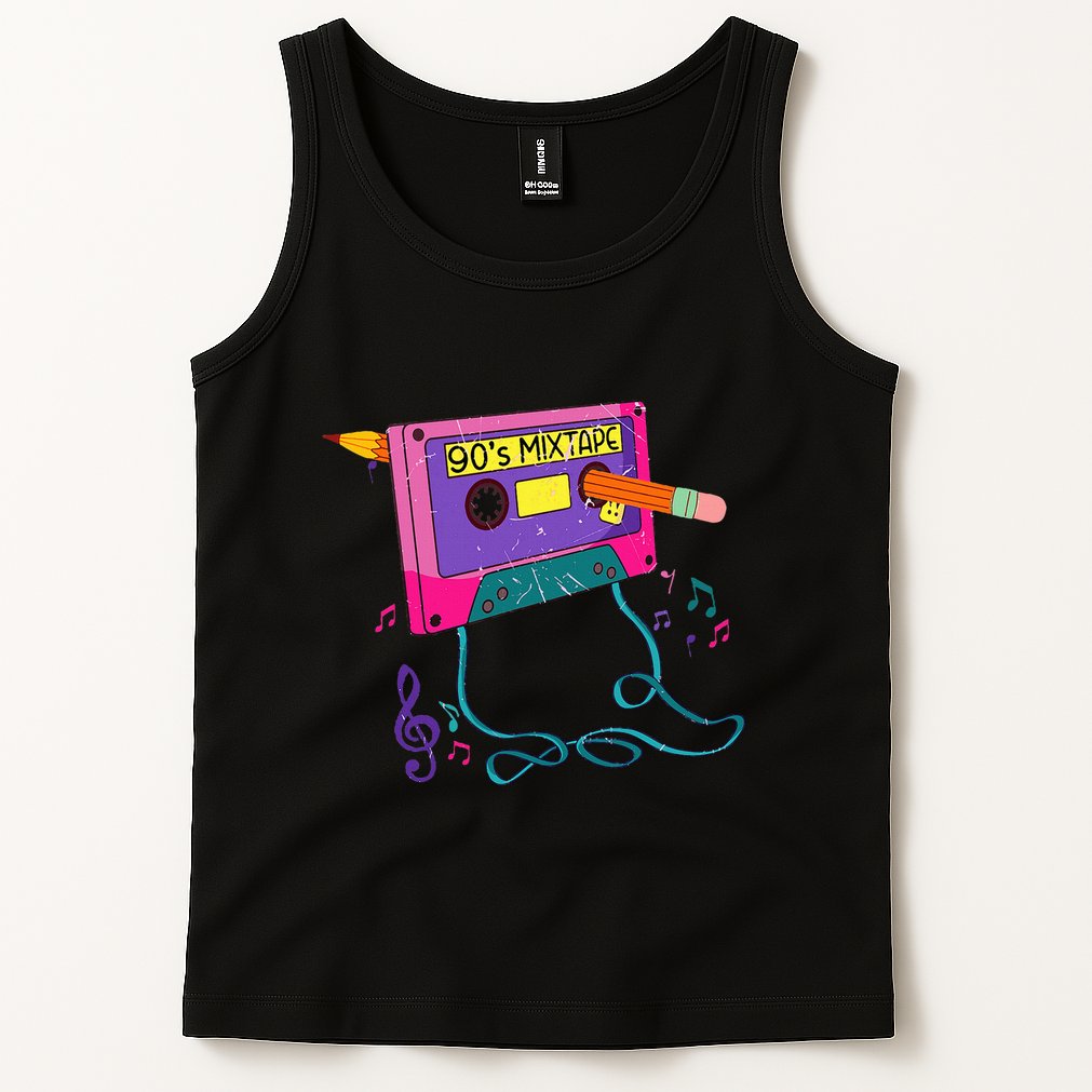 90s Cassette Tape Pencil 1990s Retro Vintage Throwback Music Tank Top
