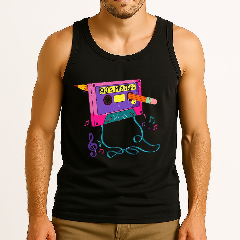 90s Cassette Tape Pencil 1990s Retro Vintage Throwback Music Tank Top