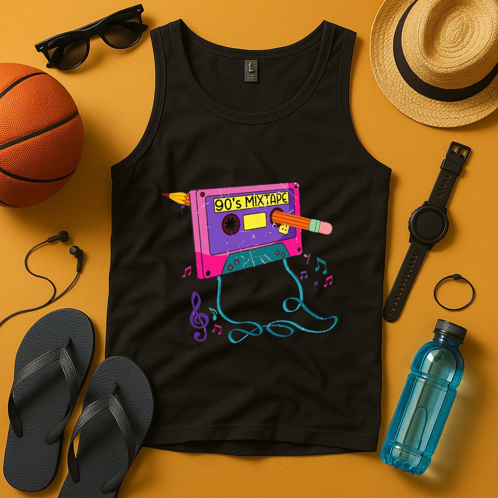 90s Cassette Tape Pencil 1990s Retro Vintage Throwback Music Tank Top