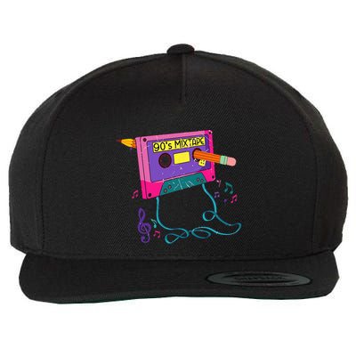 90s Cassette Tape Pencil 1990s Retro Vintage Throwback Music Wool Snapback Cap