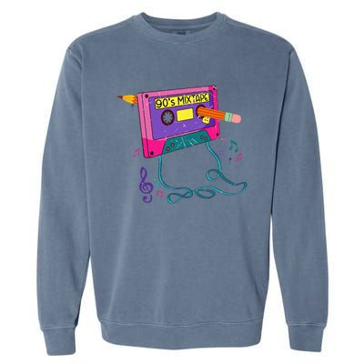 90s Cassette Tape Pencil 1990s Retro Vintage Throwback Music Garment-Dyed Sweatshirt