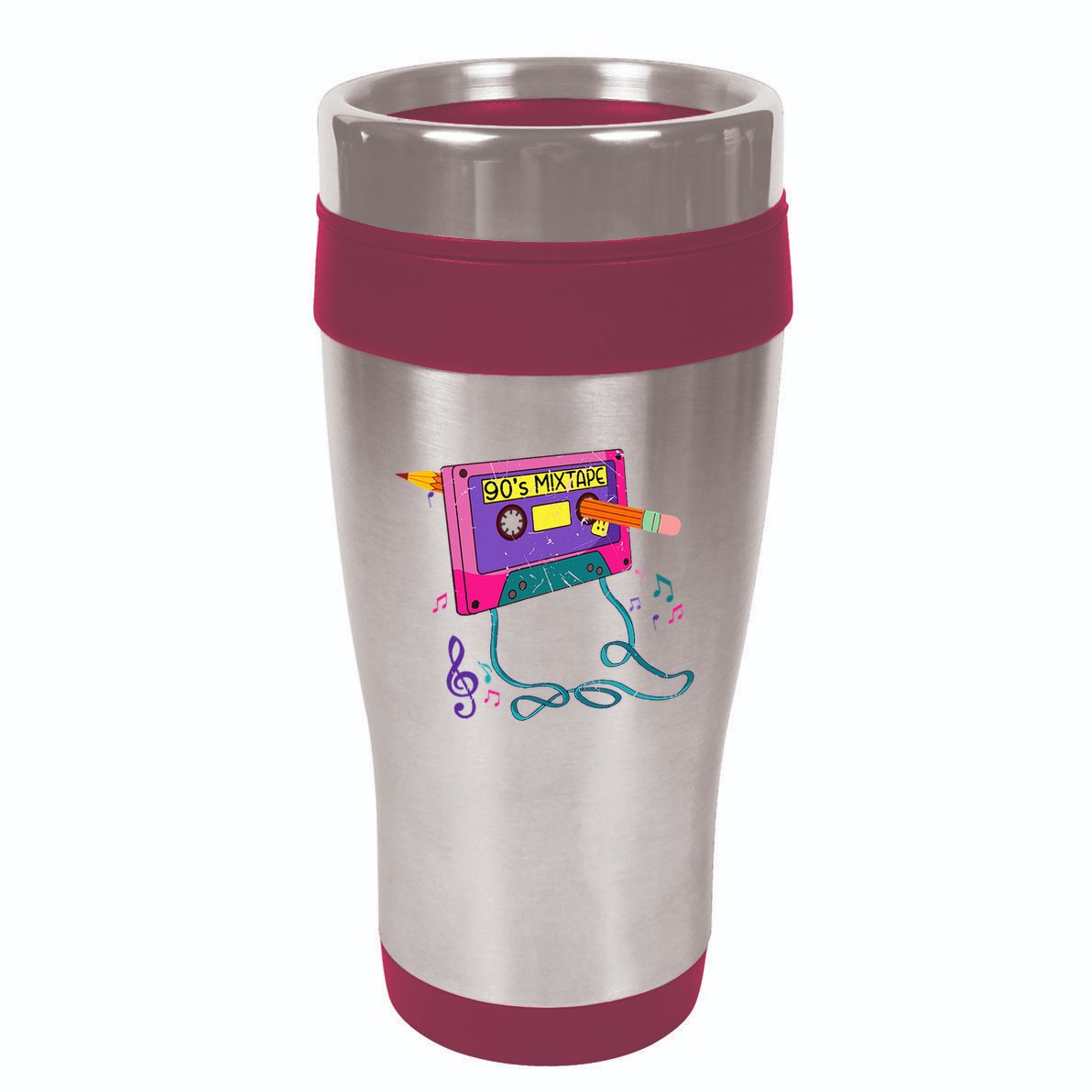 90s Cassette Tape Pencil 1990s Retro Vintage Throwback Music 16oz Travel Tumbler