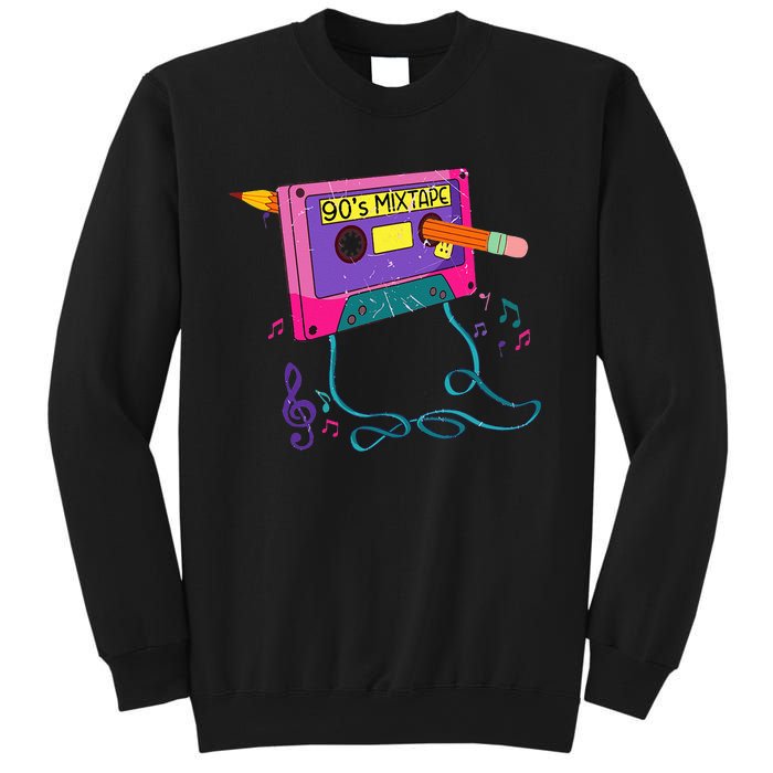 90s Cassette Tape Pencil 1990s Retro Vintage Throwback Music Sweatshirt