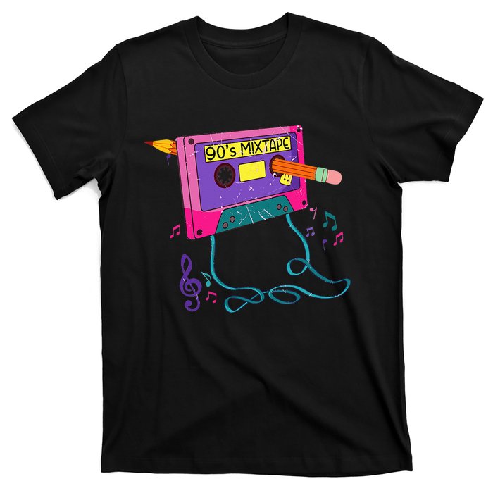 90s Cassette Tape Pencil 1990s Retro Vintage Throwback Music T-Shirt