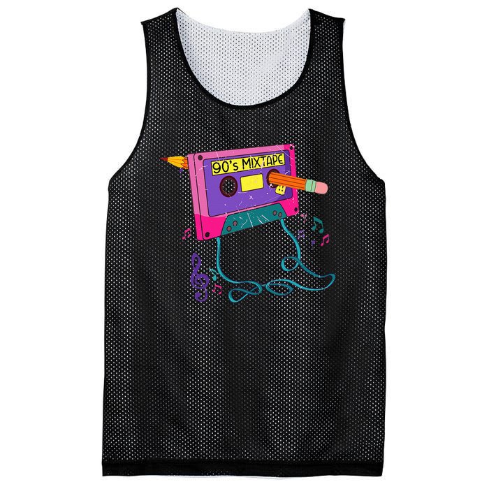 90s Cassette Tape Pencil 1990s Retro Vintage Throwback Music Mesh Reversible Basketball Jersey Tank