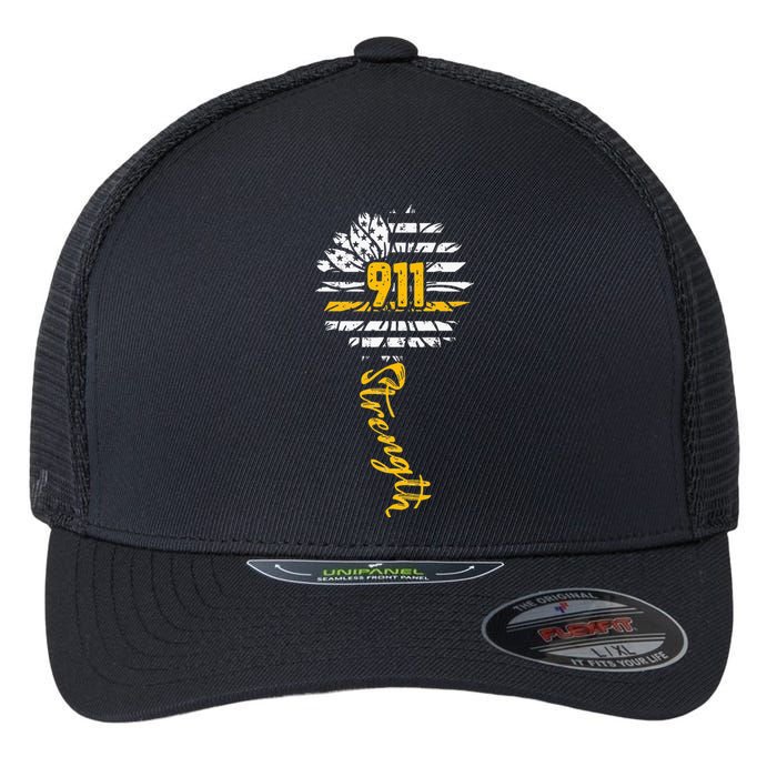 911 Dispatcher American Flag Sunflower Dispatch Operators Flexfit Unipanel Trucker Cap