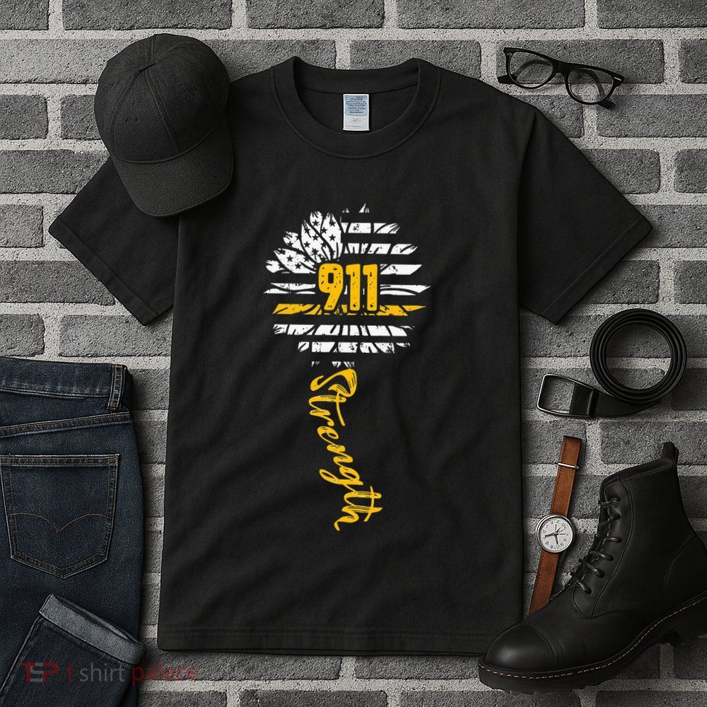 911 Dispatcher American Flag Sunflower Dispatch Operators Tall T-Shirt