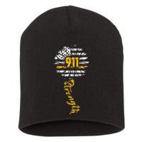 911 Dispatcher American Flag Sunflower Dispatch Operators Short Acrylic Beanie