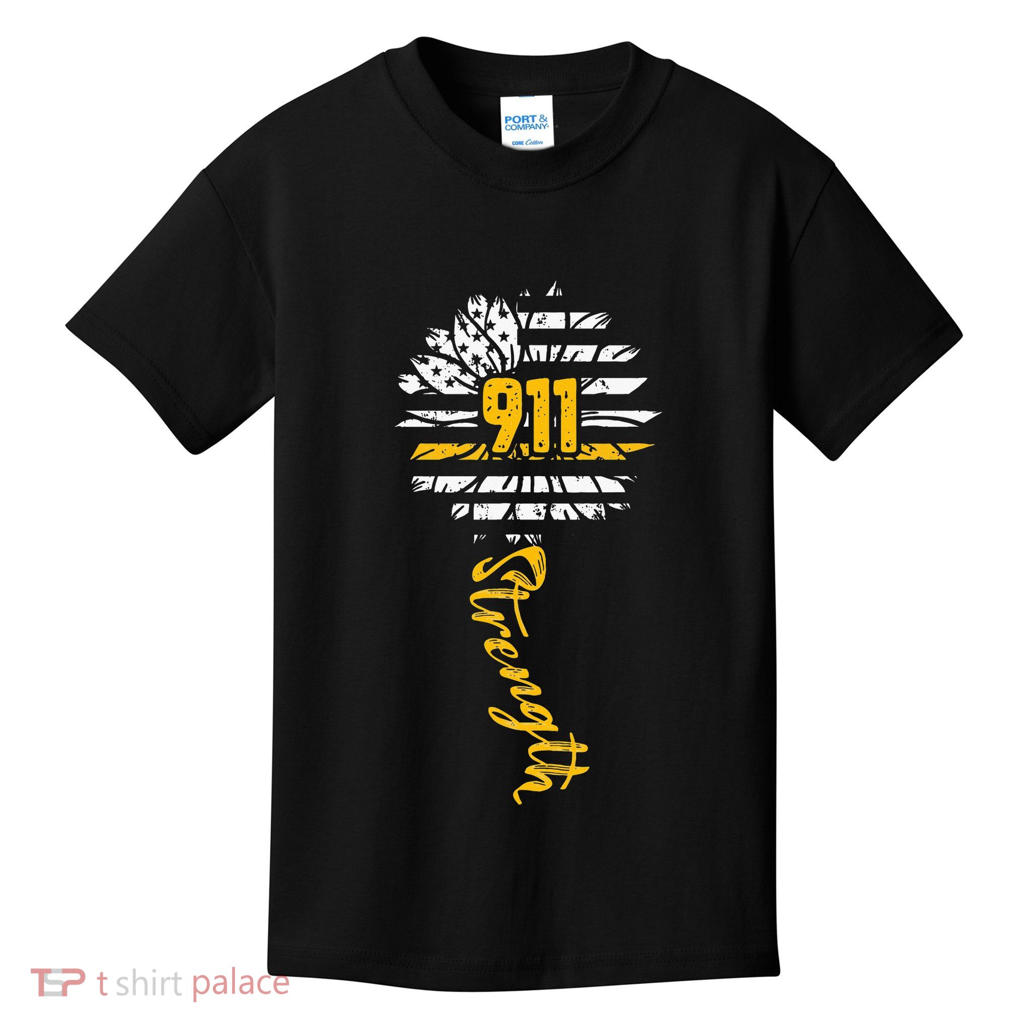 911 Dispatcher American Flag Sunflower Dispatch Operators Kids T-Shirt