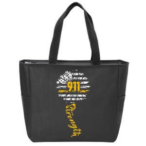 911 Dispatcher American Flag Sunflower Dispatch Operators Zip Tote Bag