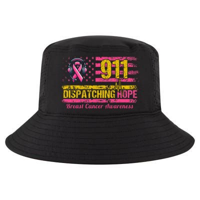 911 Dispatcher Breast Cancer Awareness American Flag Cool Comfort Performance Bucket Hat