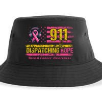 911 Dispatcher Breast Cancer Awareness American Flag Sustainable Bucket Hat