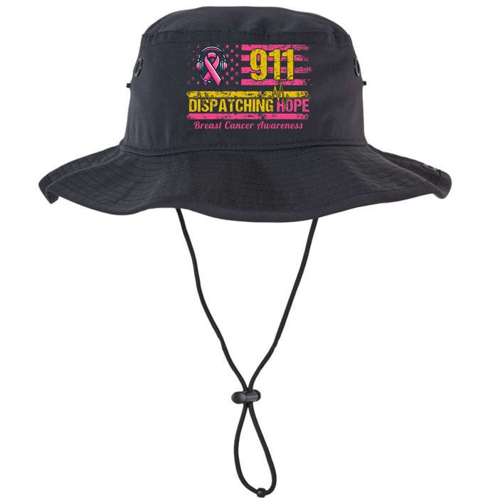 911 Dispatcher Breast Cancer Awareness American Flag Legacy Cool Fit Booney Bucket Hat