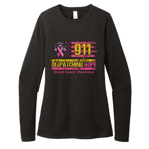 911 Dispatcher Breast Cancer Awareness American Flag Womens CVC Long Sleeve Shirt