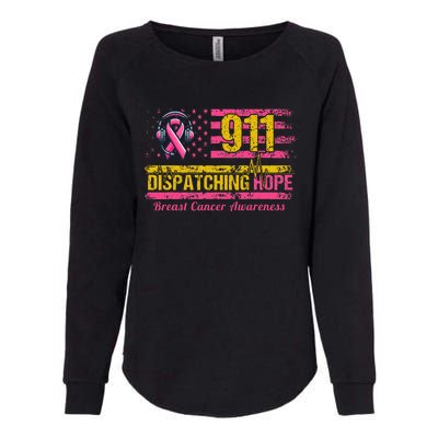 911 Dispatcher Breast Cancer Awareness American Flag Womens California Wash Sweatshirt