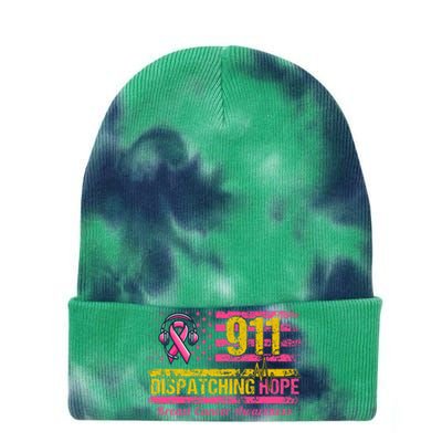 911 Dispatcher Breast Cancer Awareness American Flag Tie Dye 12in Knit Beanie