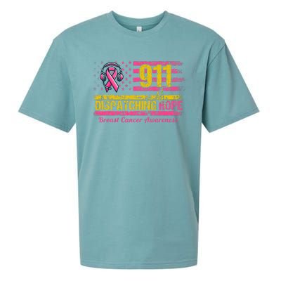 911 Dispatcher Breast Cancer Awareness American Flag Sueded Cloud Jersey T-Shirt