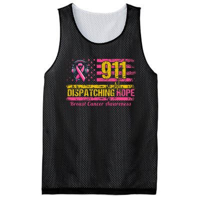 911 Dispatcher Breast Cancer Awareness American Flag Mesh Reversible Basketball Jersey Tank