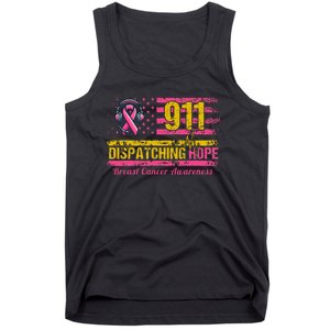 911 Dispatcher Breast Cancer Awareness American Flag Tank Top