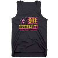 911 Dispatcher Breast Cancer Awareness American Flag Tank Top