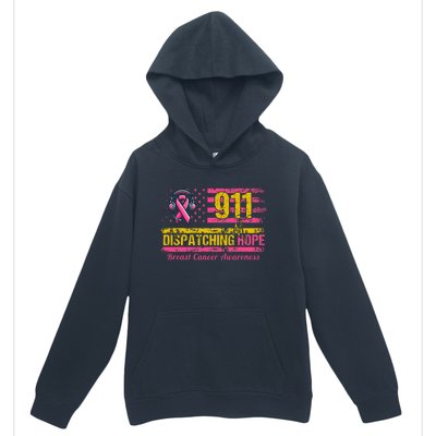 911 Dispatcher Breast Cancer Awareness American Flag Urban Pullover Hoodie