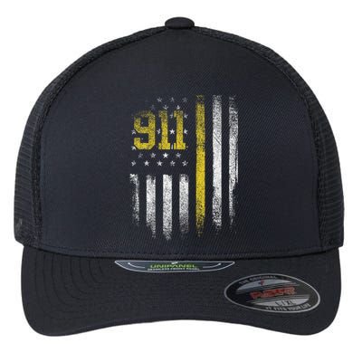 911 Dispatcher Dispatch US Flag Police Emergency Responder Flexfit Unipanel Trucker Cap