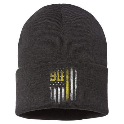 911 Dispatcher Dispatch US Flag Police Emergency Responder Sustainable Knit Beanie