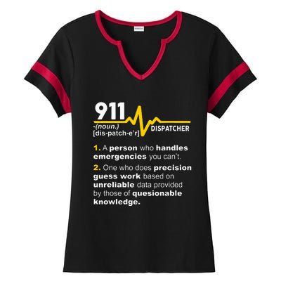 911 Dispatcher Definition Handles Emergencies Dispatch Ladies Halftime Notch Neck Tee