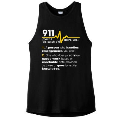 911 Dispatcher Definition Handles Emergencies Dispatch Ladies PosiCharge Tri-Blend Wicking Tank