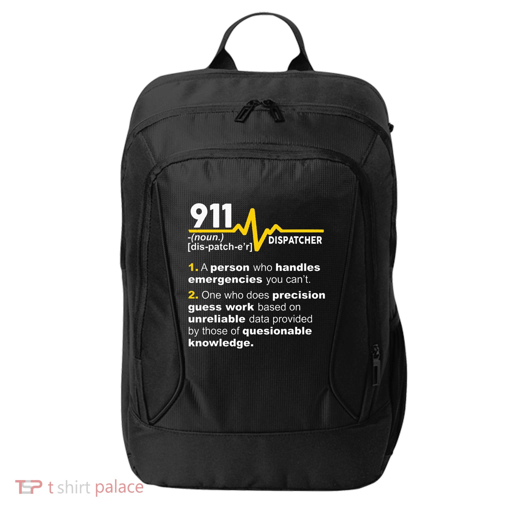 911 Dispatcher Definition Handles Emergencies Dispatch City Backpack