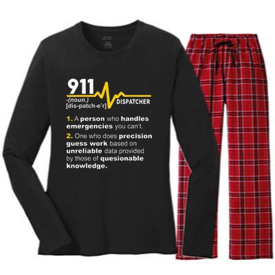 911 Dispatcher Definition Handles Emergencies Dispatch Women's Long Sleeve Flannel Pajama Set 