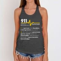 911 Dispatcher Definition Handles Emergencies Dispatch Women's Knotted Racerback Tank