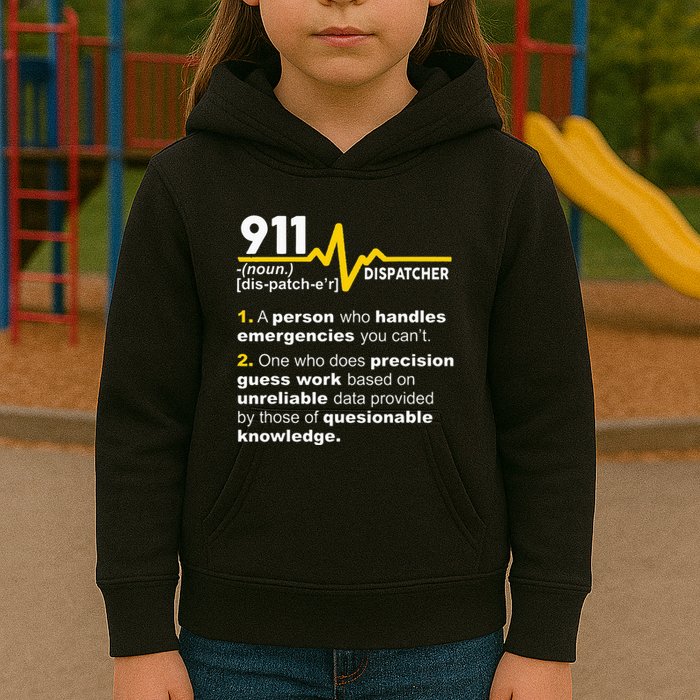911 Dispatcher Definition Handles Emergencies Dispatch Kids Hoodie