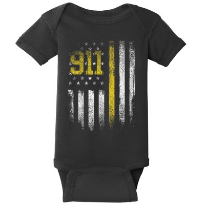 911 Dispatcher Dispatch Us Flag Police Emergency Responder Baby Bodysuit