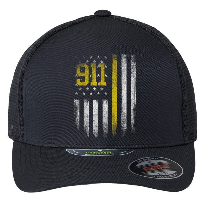 911 Dispatcher Dispatch US Flag Police Emergency Responder Flexfit Unipanel Trucker Cap