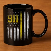 911 Dispatcher Dispatch US Flag Police Emergency Responder 11oz C Handle Ceramic Mug