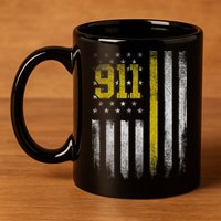 911 Dispatcher Dispatch US Flag Police Emergency Responder 11oz C Handle Ceramic Mug