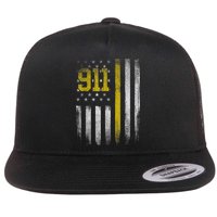 911 Dispatcher Dispatch US Flag Police Emergency Responder Flat Bill Trucker Hat