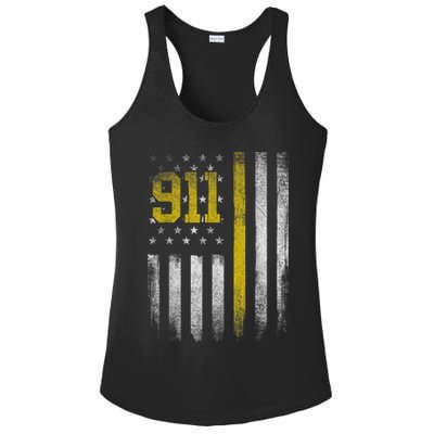 911 Dispatcher Dispatch US Flag Police Emergency Responder Ladies PosiCharge Competitor Racerback Tank