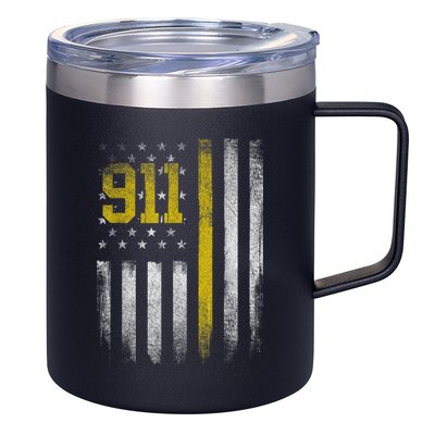 911 Dispatcher Dispatch US Flag Police Emergency Responder 12oz Stainless Steel Coffee Mug