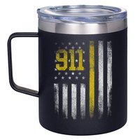911 Dispatcher Dispatch US Flag Police Emergency Responder 12oz Stainless Steel Coffee Mug