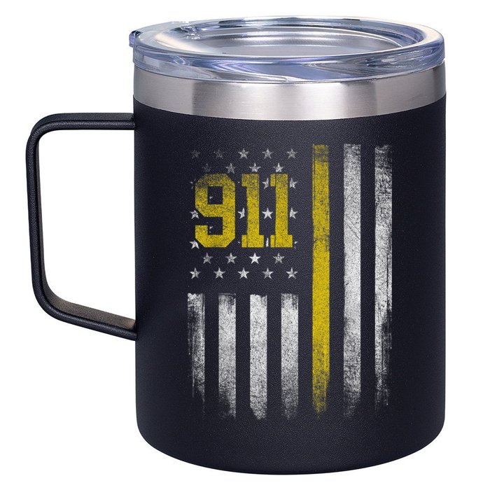 911 Dispatcher Dispatch US Flag Police Emergency Responder 12oz Stainless Steel Coffee Mug