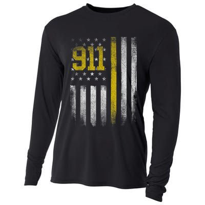 911 Dispatcher Dispatch US Flag Police Emergency Responder Cooling Performance Long Sleeve Crew