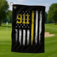 911 Dispatcher Dispatch US Flag Police Emergency Responder Golf Towel