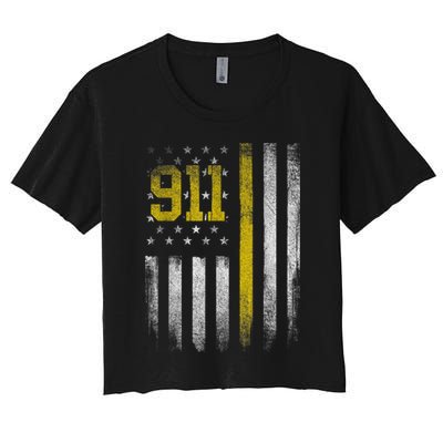 911 Dispatcher Dispatch US Flag Police Emergency Responder Crop Top