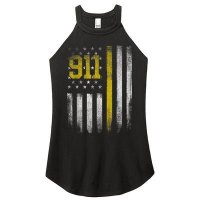 911 Dispatcher Dispatch US Flag Police Emergency Responder Women's Perfect Tri Rocker Tank