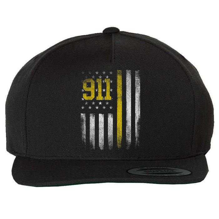 911 Dispatcher Dispatch US Flag Police Emergency Responder Wool Snapback Cap