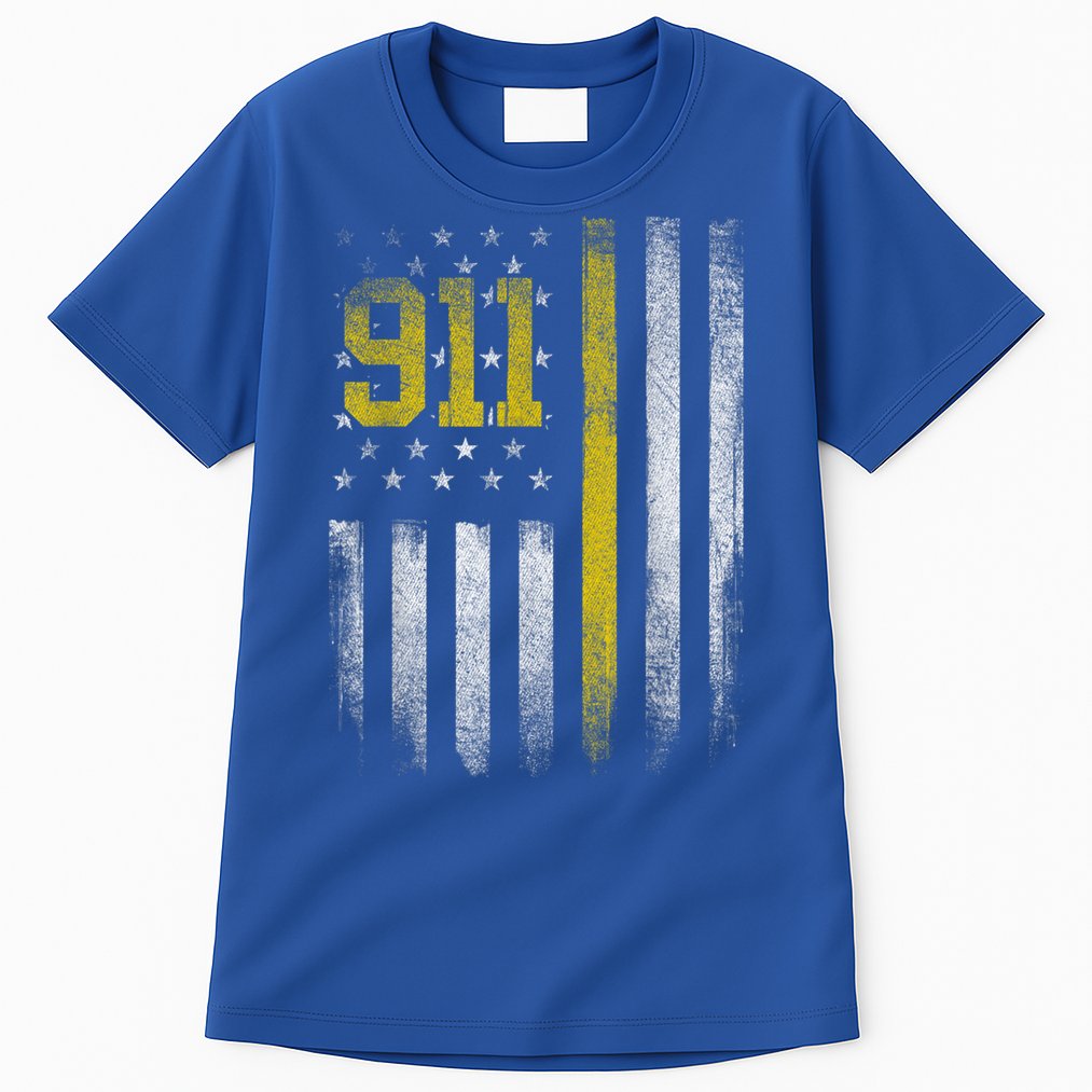 911 Dispatcher Dispatch US Flag Police Emergency Responder Tall T-Shirt