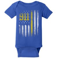 911 Dispatcher Dispatch US Flag Police Emergency Responder Baby Bodysuit