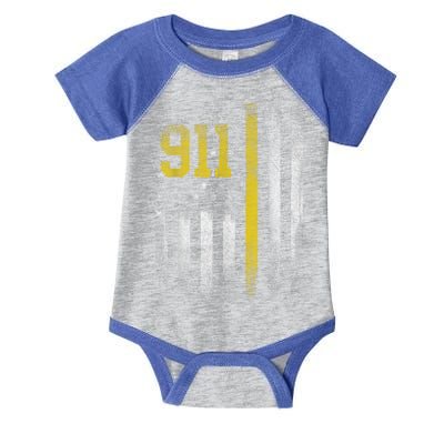 911 Dispatcher Dispatch US Flag Police Emergency Responder Infant Baby Jersey Bodysuit